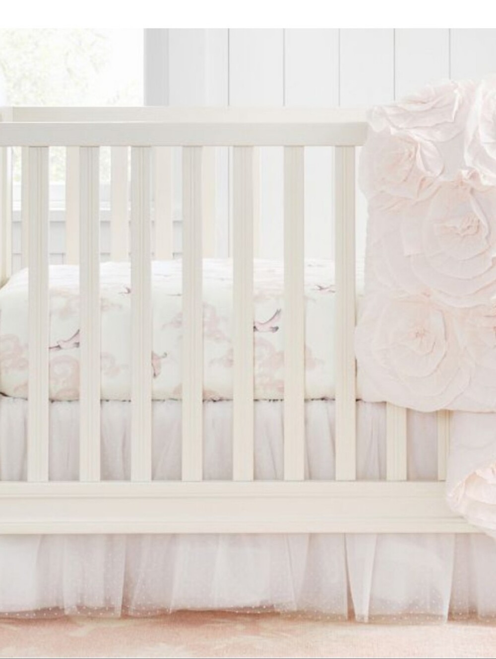 Pottery Barn Kids Monique Lhuillier White Tulle Tiny Dot Crib Skirt NWT